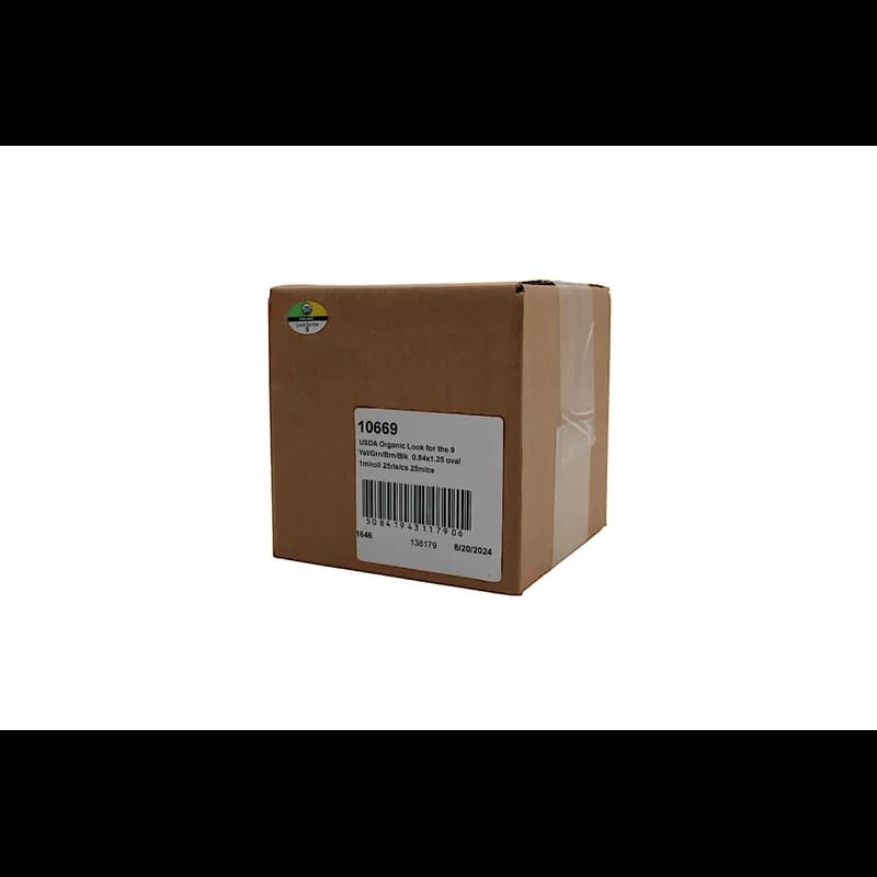 USDA Organic Look For The 9 Produce Label 0.84X1.25X1.25 IN Yellow Green Brown Black Oval 1000 Count/Roll 25 Rolls/Case