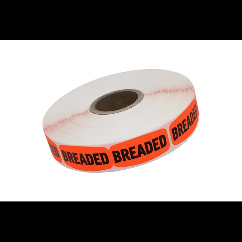 Breaded Label 0.625X1.25 IN Black Fluorescent Red Short Oval 1000 Count/Roll 50 Rolls/Case 50000 Count/Case