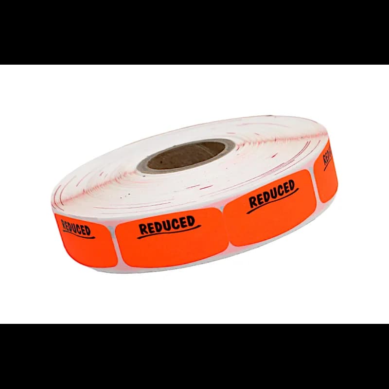 Reduced Write In Label 0.625X1.25 IN Black Fluorescent Red Short Oval Write On 1000 Count/Roll 50 Rolls/Case