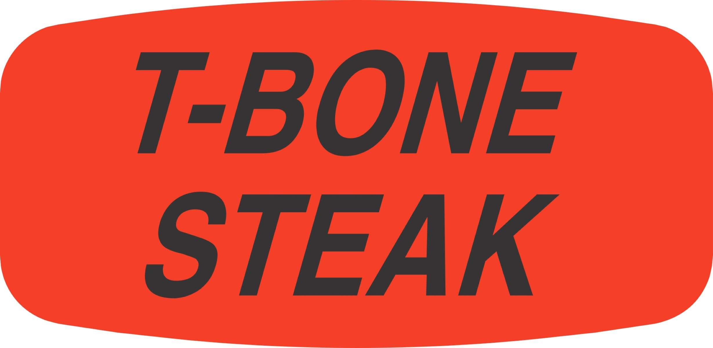 T-Bone Steak Label 0.625X1.25 IN Black Fluorescent Red Short Oval 1000 Count/Roll 50 Rolls/Case 50000 Count/Case