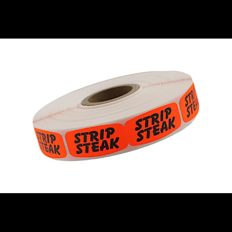Strip Steak Label 0.625X1.25 IN Black Fluorescent Red Short Oval 1000 Count/Roll 50 Rolls/Case 50000 Count/Case
