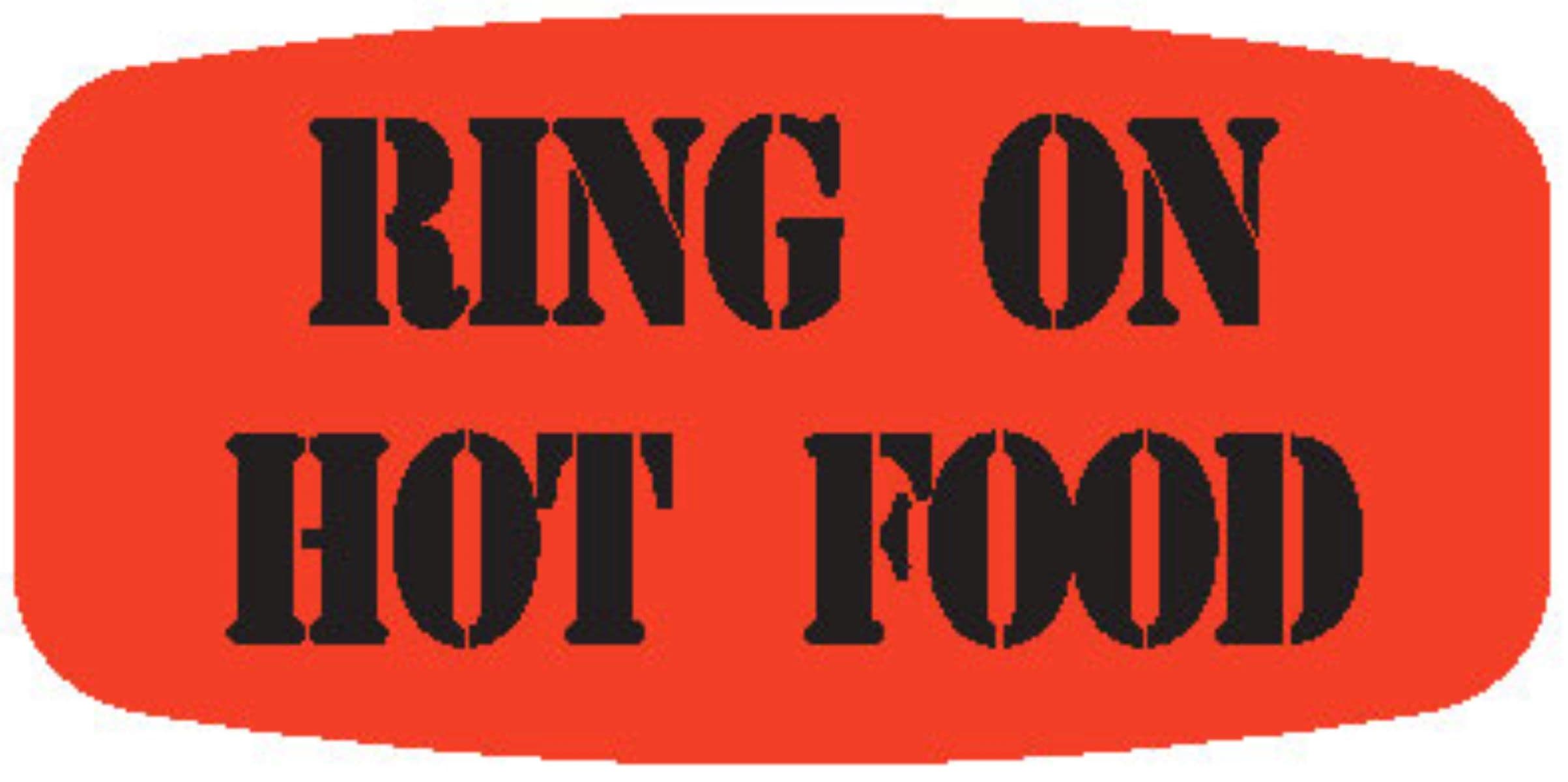 Ring On Hot Food Label 0.625X1.25 IN Black Fluorescent Red Short Oval 1000 Count/Roll 50 Rolls/Case 50000 Count/Case