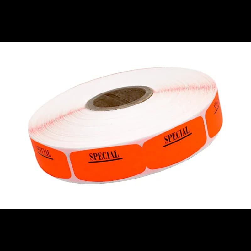 Special Write In Label 0.625X1.25 IN Black Fluorescent Red Short Oval Write On 1000 Count/Roll 50 Rolls/Case