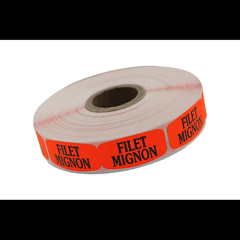 Filet Mignon Label 0.625X1.25 IN Black Fluorescent Red Short Oval 1000 Count/Roll 50 Rolls/Case 50000 Count/Case