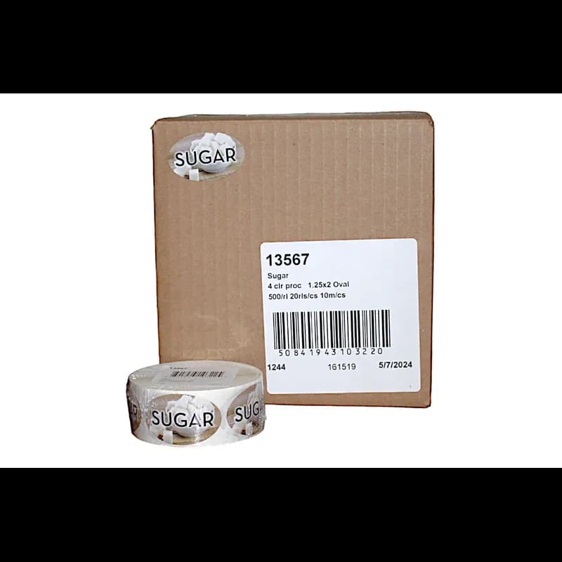 Sugar Bakery Flavor Label 1.25X2 IN Oval 4 Color Process 500 Count/Roll 20 Rolls/Case 10000 Count/Case