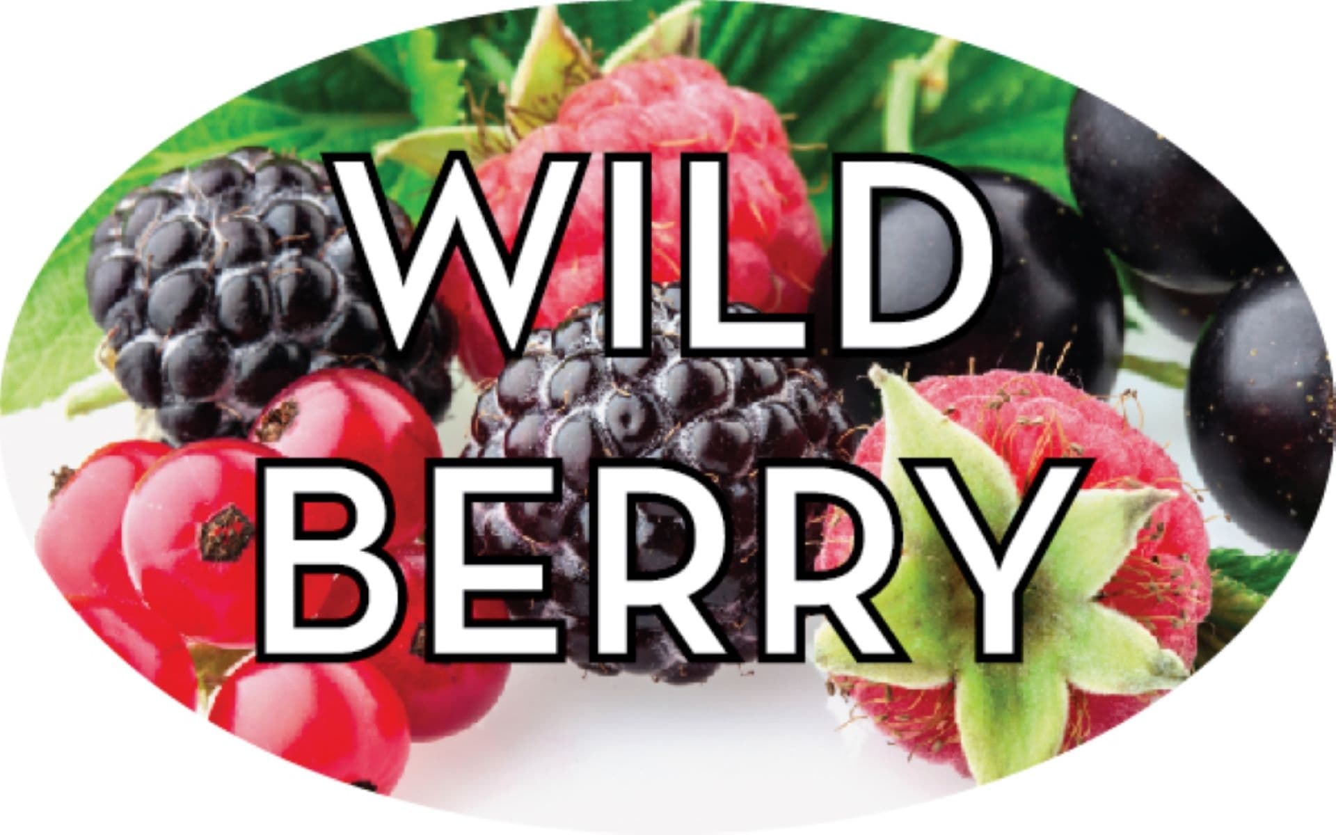 Wild Berry Bakery Flavor Label 1.25X2 IN Oval 4 Color Process 500 Count/Roll 5 Rolls/Sleeve