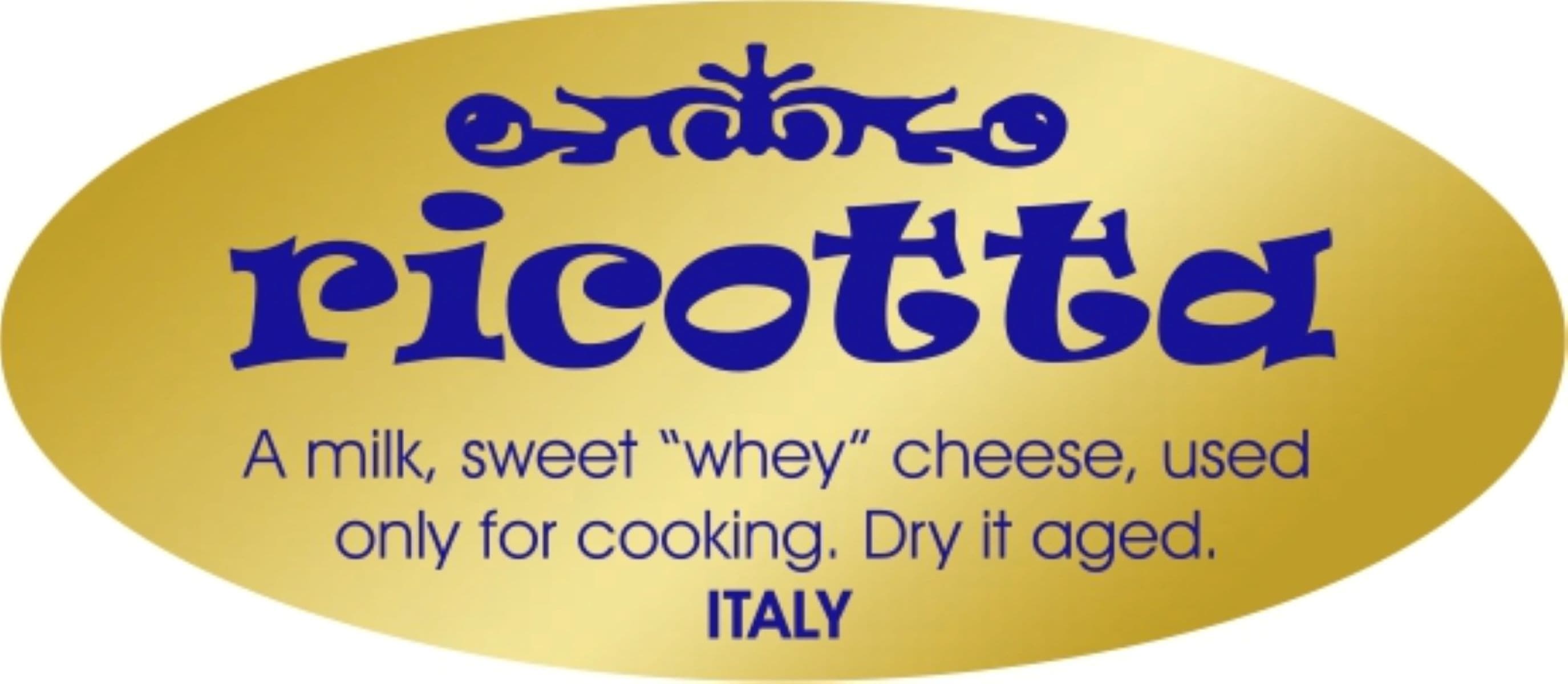 Ricotta Cheese Deli Label 0.875X1.9 IN Blue Gold Oval 500 Count/Roll 10 Rolls/Case 5000 Count/Case