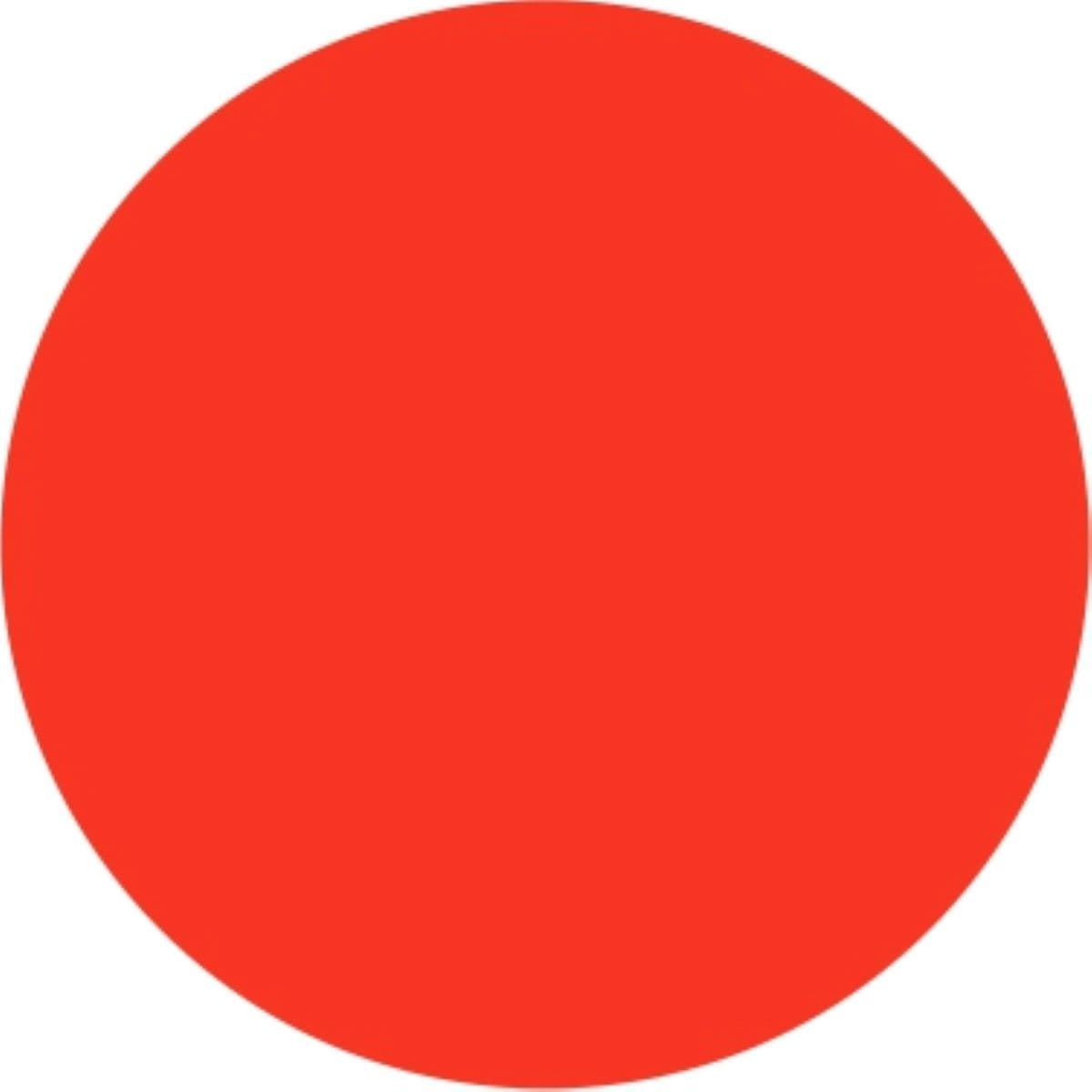 Blank Promo Write In Label 1.25 IN Black Fluorescent Red Circle 1000 Count/Roll 50 Rolls/Case 50000 Count/Case