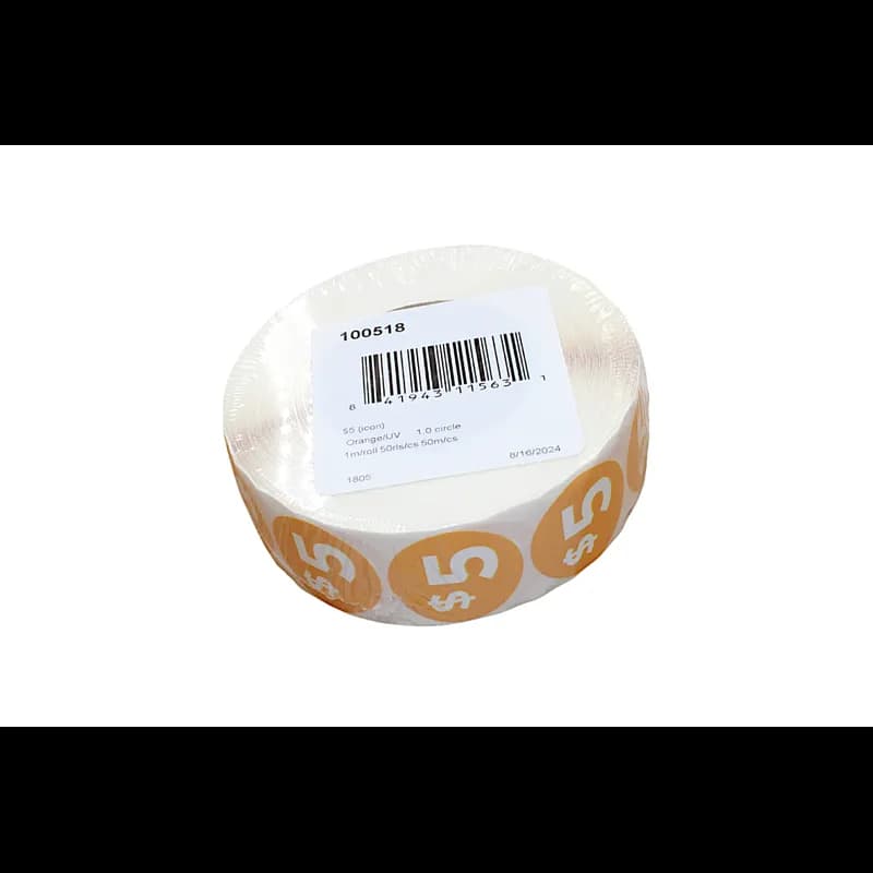5 Promo Price Label 1 IN Orange Icon Circle UV 1000 Count/Roll 50 Rolls/Case 50000 Count/Case