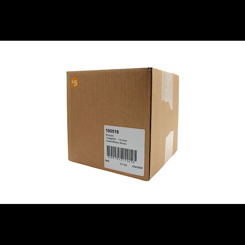 5 Promo Price Label 1 IN Orange Icon Circle UV 1000 Count/Roll 50 Rolls/Case 50000 Count/Case