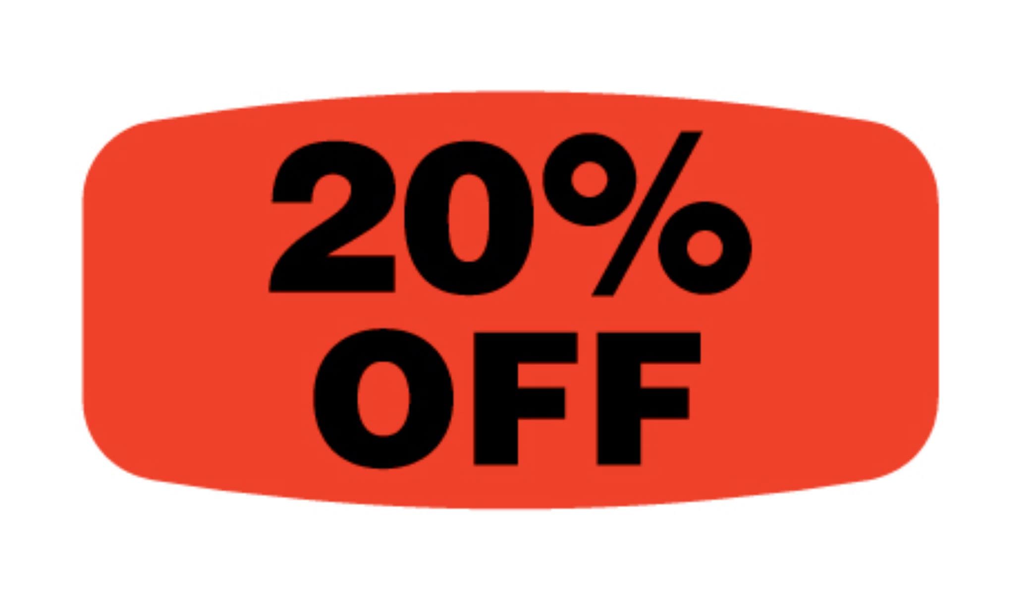 20% Off Label 0.62X1.25 IN Black Fluorescent Red Short Oval 1000 Count/Roll 50 Rolls/Case 50000 Count/Case