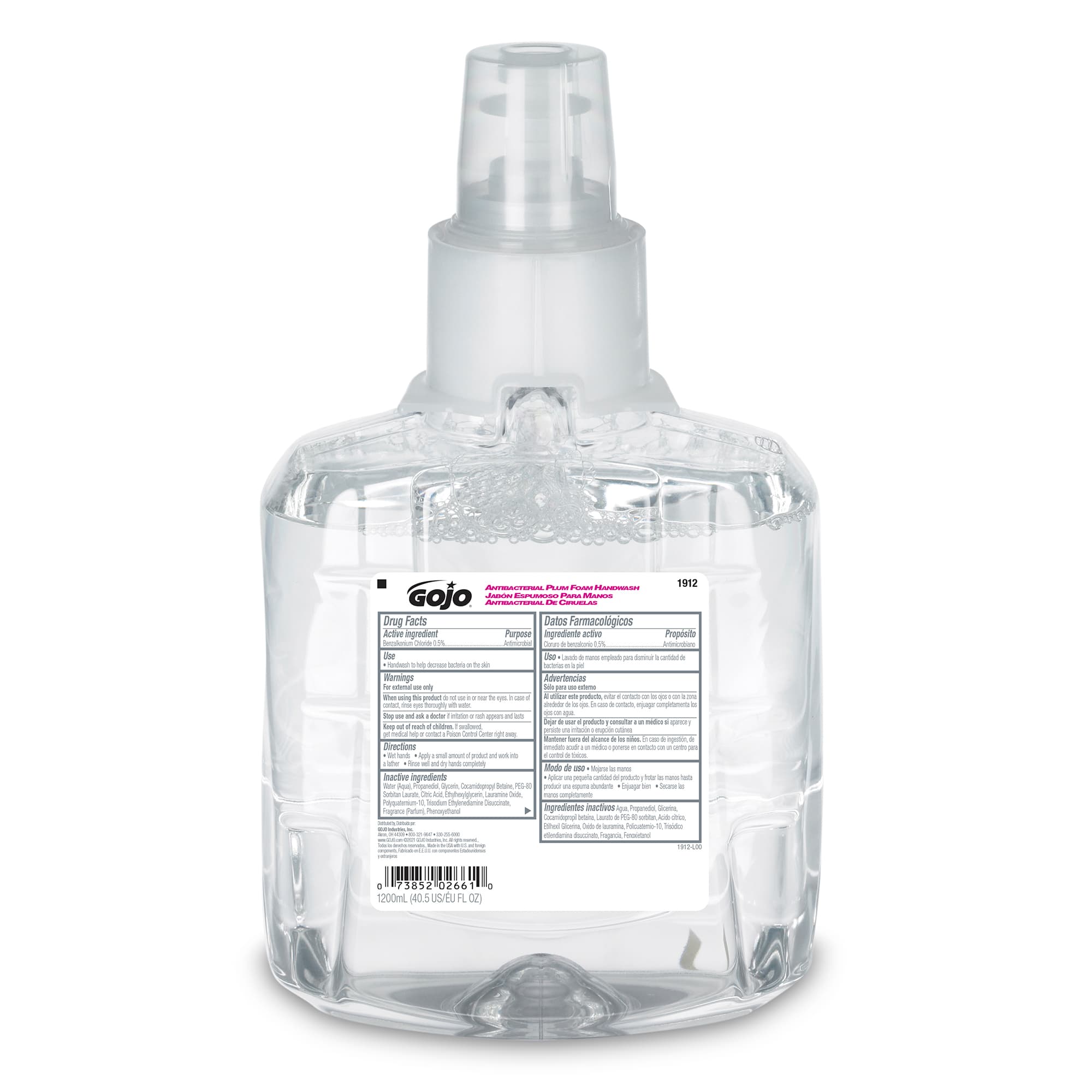 GOJO® Handwash Foam 1200 mL 5.11X3.69X8.95 IN Plum Purple Antibacterial For LTX-12 2/Case
