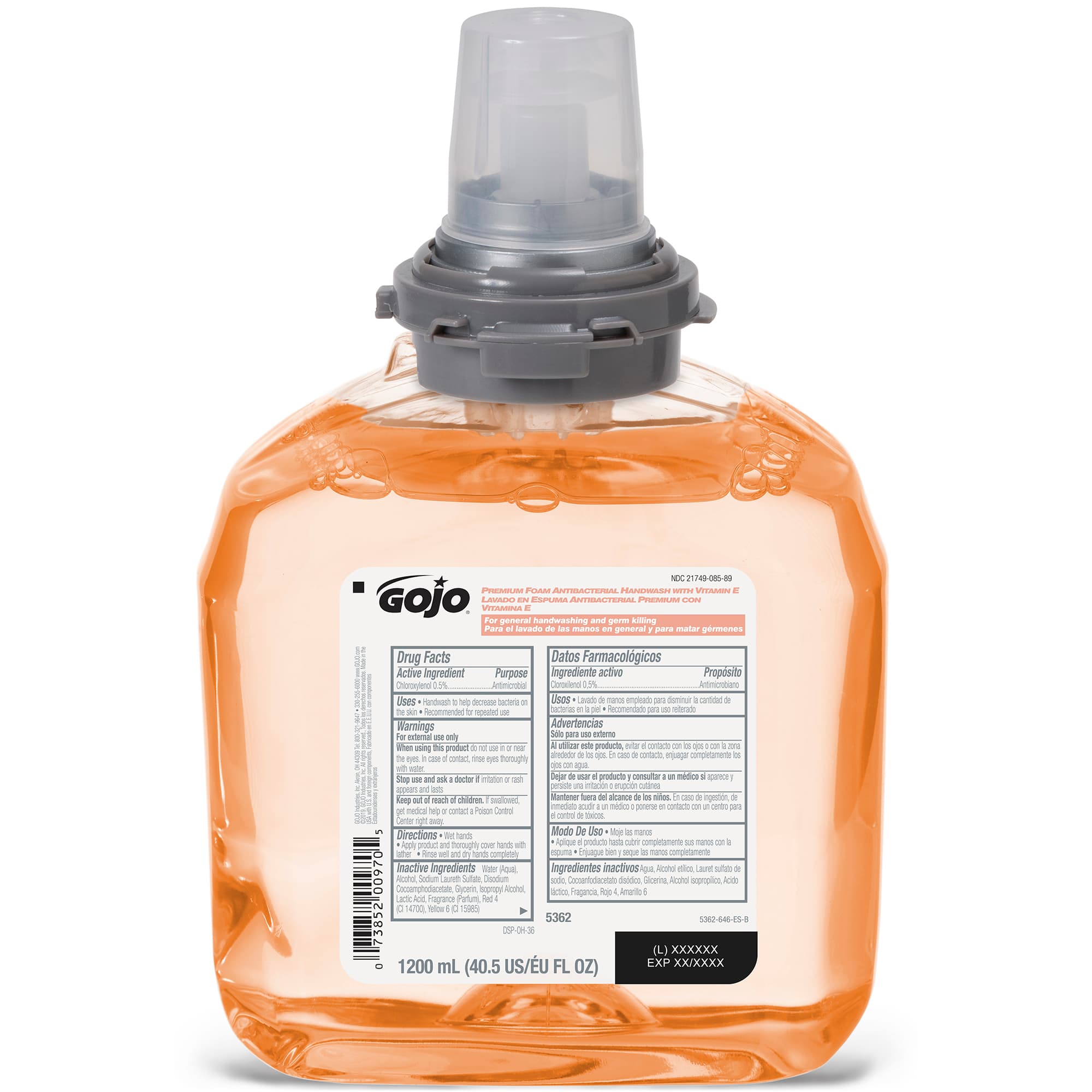 GOJO® Handwash Foam 1200 mL 3.41X5.47X8.25 IN Floral Antibacterial For TFX 2/Case