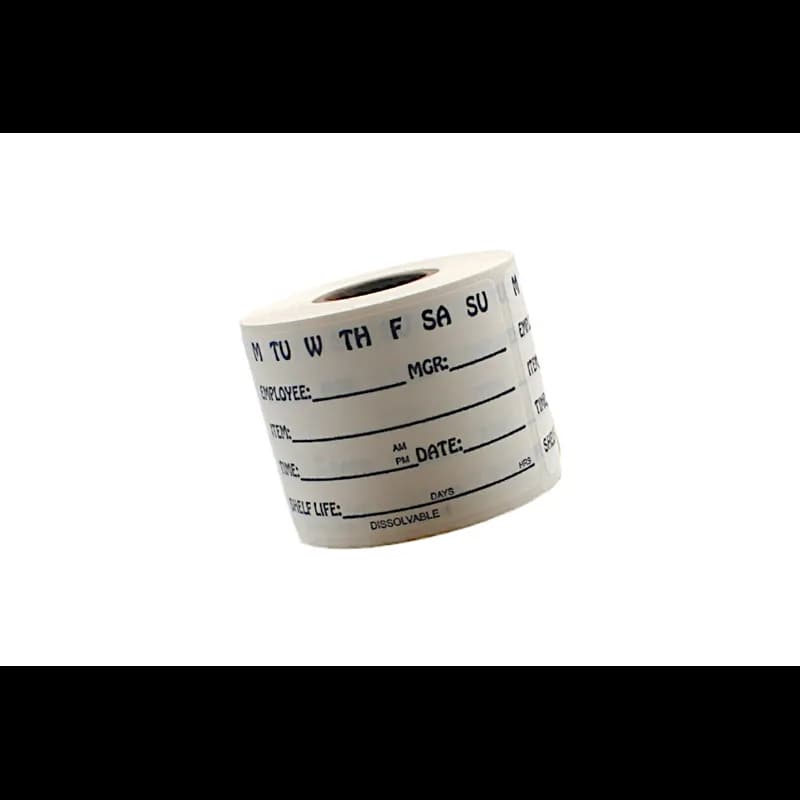 7 Day/Item/Time/Date Shelf Life Expiration Food Safety Label 2X3 IN Black Dissolvable 250 Count/Roll 15 Rolls/Case