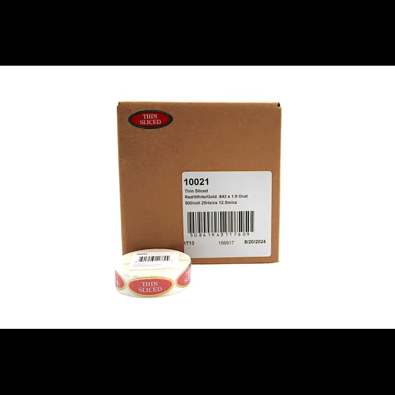 Thin Sliced Meat General Purpose Label 0.843X1.9 IN Silver Red White Gold Oval 500 Count/Roll 25 Rolls/Case