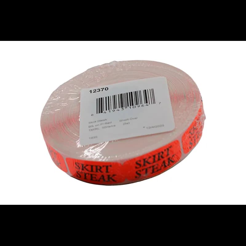 Skirt Steak Label 0.625X1.25 IN Black Fluorescent Red Short Oval 1000 Count/Roll 50 Rolls/Case 50000 Count/Case