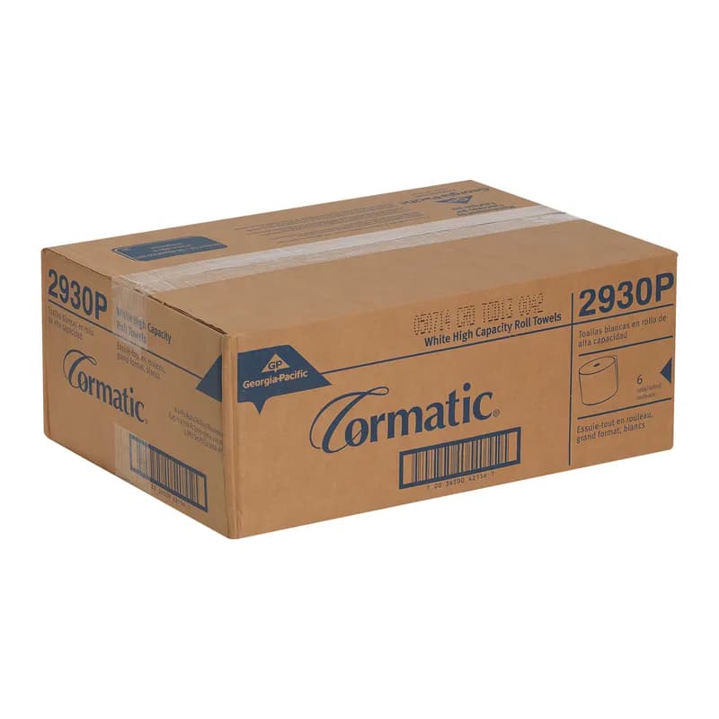 Cormatic® Roll Paper Towel 8.25X8.25 IN 700 FT 1PLY White Standard Roll 933 Sheets/Roll 6 Rolls/Case 5598 Sheets/Case