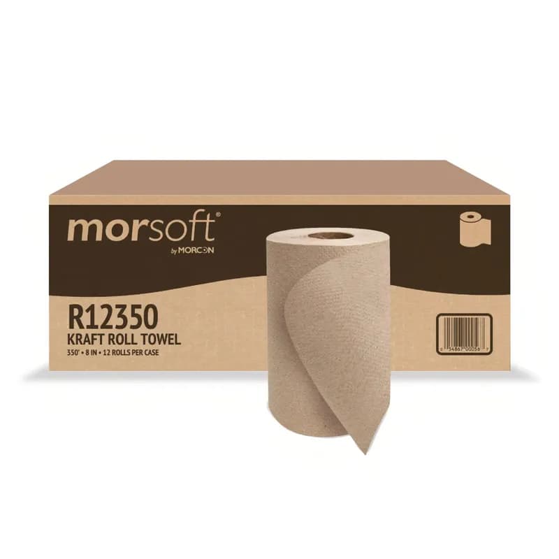 Morsoft® Roll Paper Towel 8IN X350FT Recycled Kraft Paper Kraft Hardwound 2IN Core Diameter 12/Case