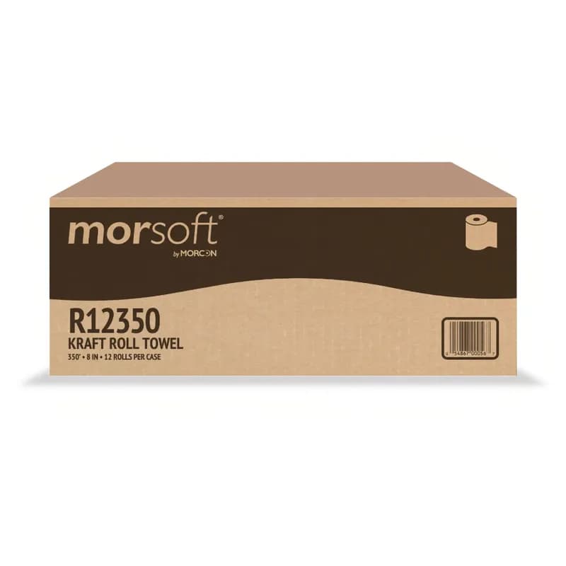 Morsoft® Roll Paper Towel 8IN X350FT Recycled Kraft Paper Kraft Hardwound 2IN Core Diameter 12/Case