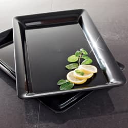 Party Tray 12X18 IN 1 Compartment Plastic Black Rectangle 25/Case