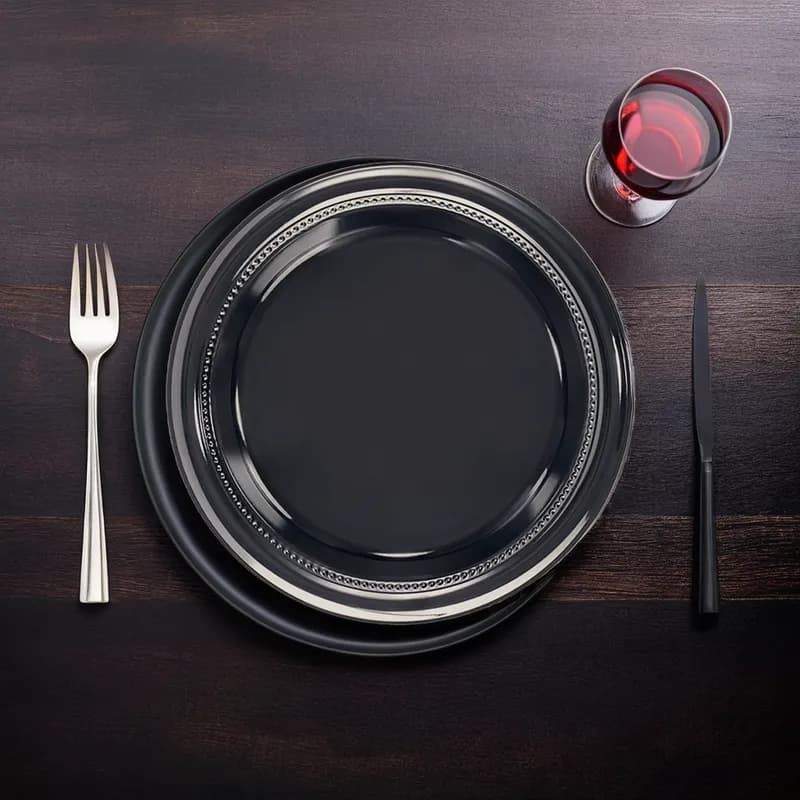 Plate 6 IN HIPS Black Round 1000/Case