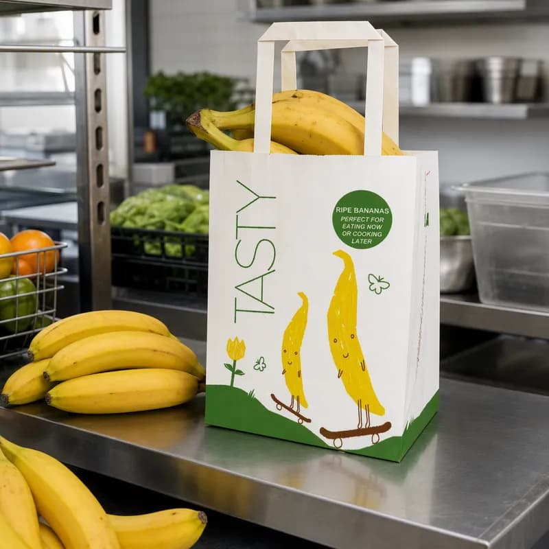 Home-Toter® Banana Bag Paper White Yellow Tote 500/Case