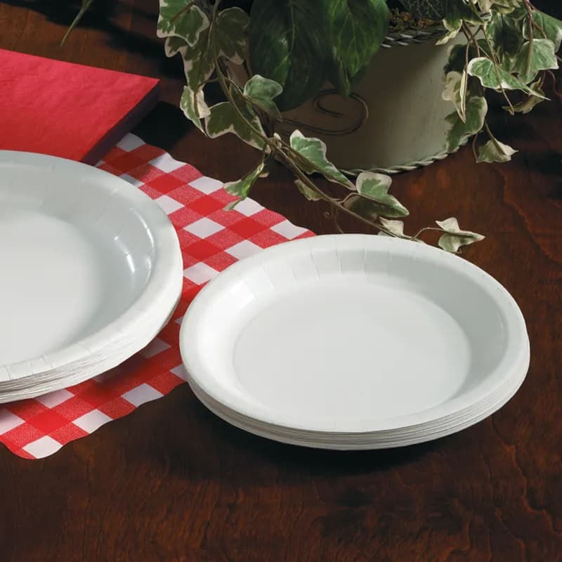 SturdyStyle Plate 7 IN Coated Paper White Round Heavy Duty 1000/Case
