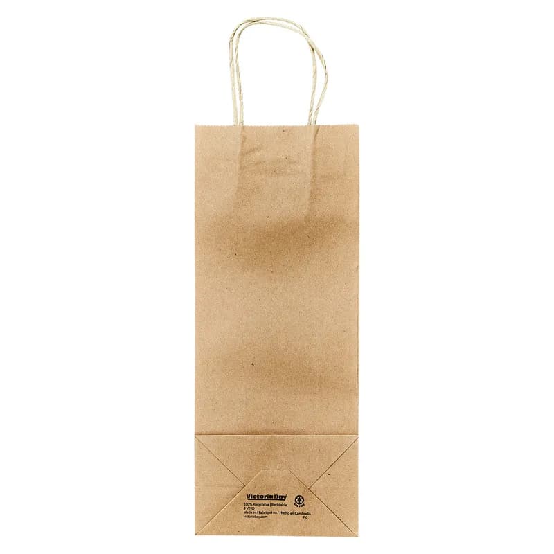 Victoria Bay Wine Bag 5.25X3X13 IN Paper Kraft Gusset With Handle 250/Case