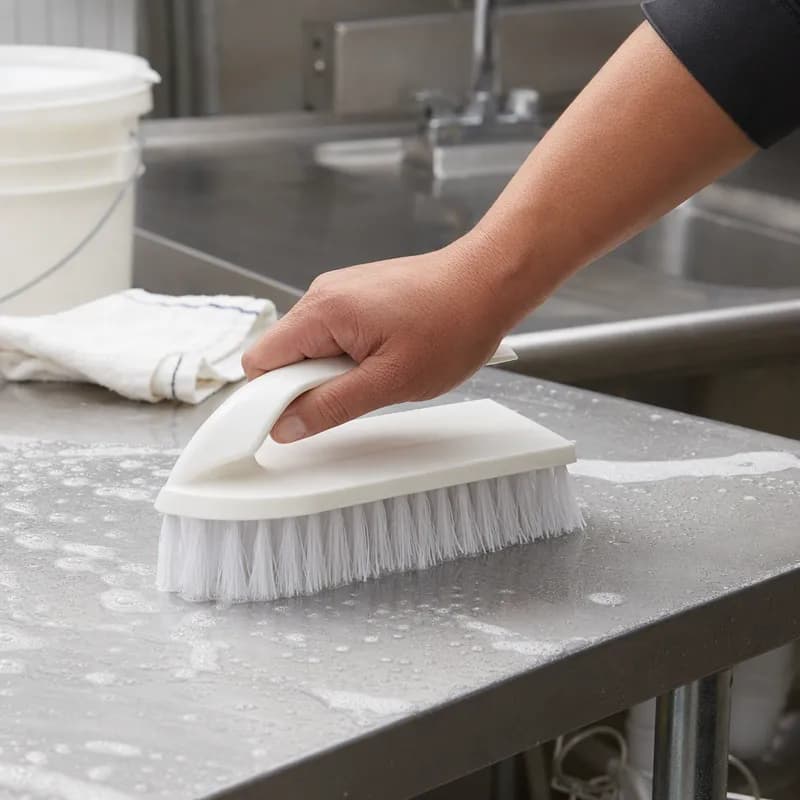 Scrub Brush Plastic White Iron Handle 1/Each