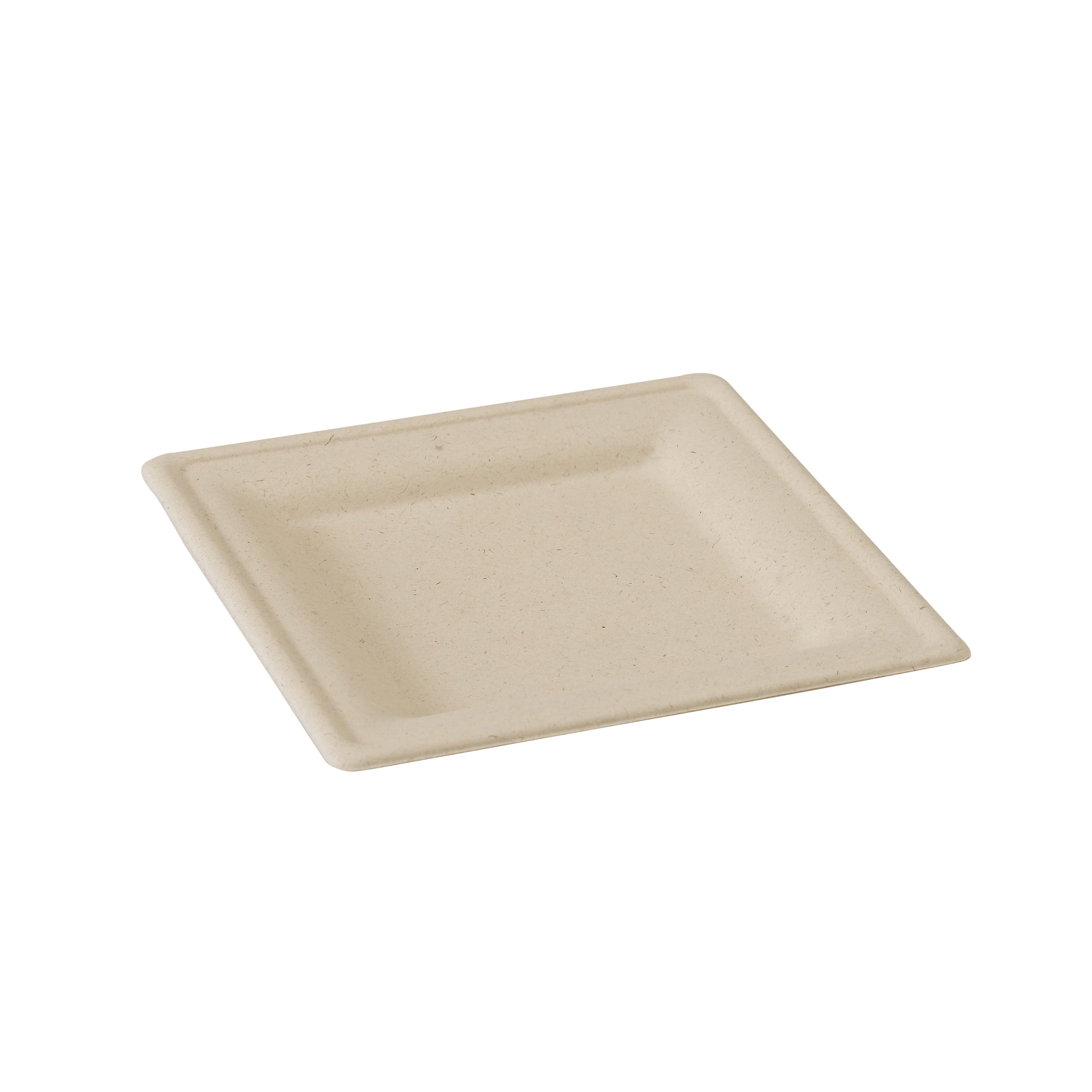 Plate 7.8X7.8 IN Sugarcane Brown Square Microwave Safe Freezer Safe 25 Count/Pack 20 Packs/Case 500 Count/Case