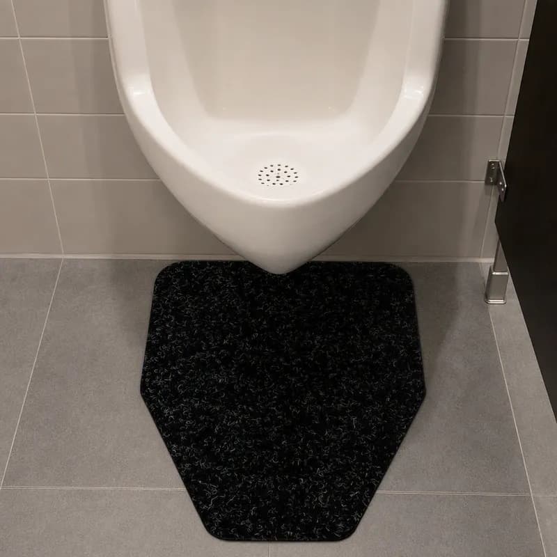 WizKid Urinal Floor Mat 20.5X16.75 IN Black Rubber With Synthetic Rubber Backing Diamond Cut 12/Pack