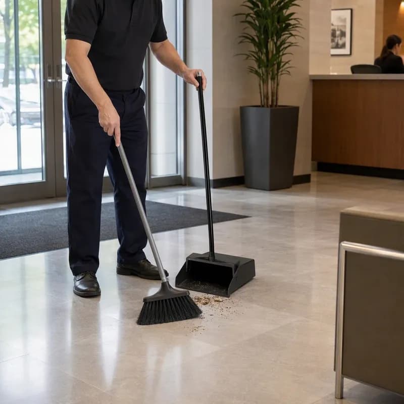 Lobby Dust Pan 36 IN Black Plastic Pivoting 1/Each