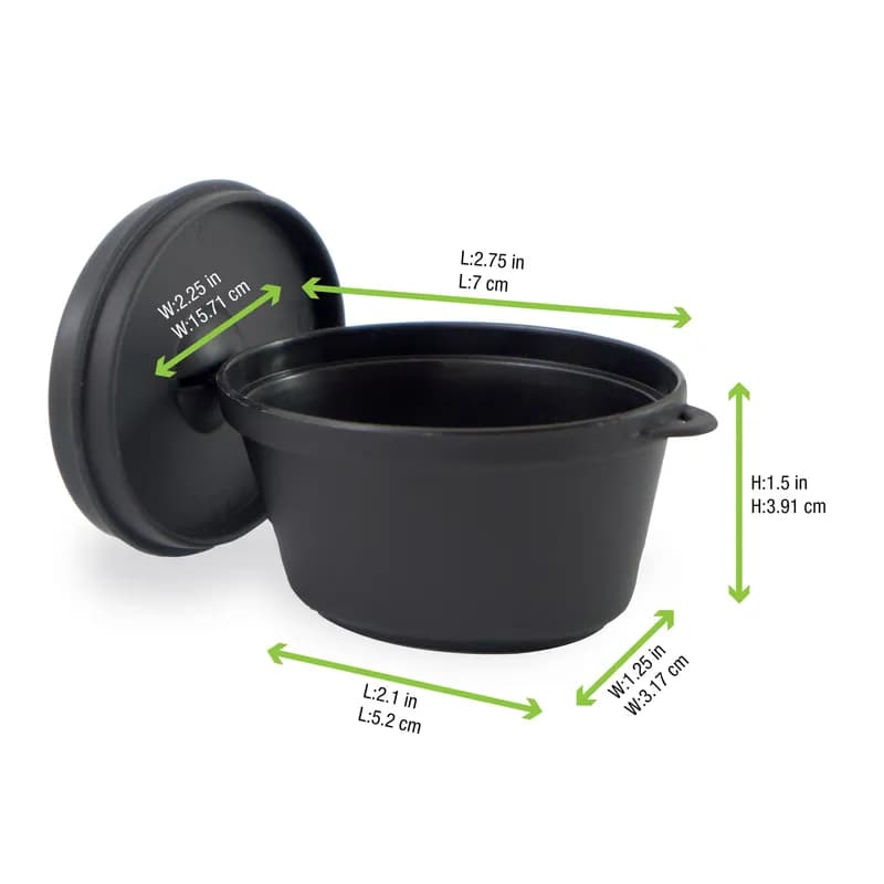 Bakery Pan & Lid Combo 2.5 OZ 2.1X2.75X1.5 IN Plastic Black Freezer Safe 10 Count/Pack 20 Packs/Case 200 Count/Case