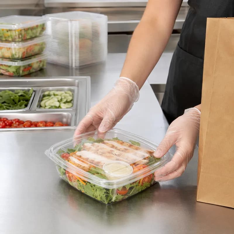 Deli Container Hinged With Flat Lid 32 OZ Clear 200/Case