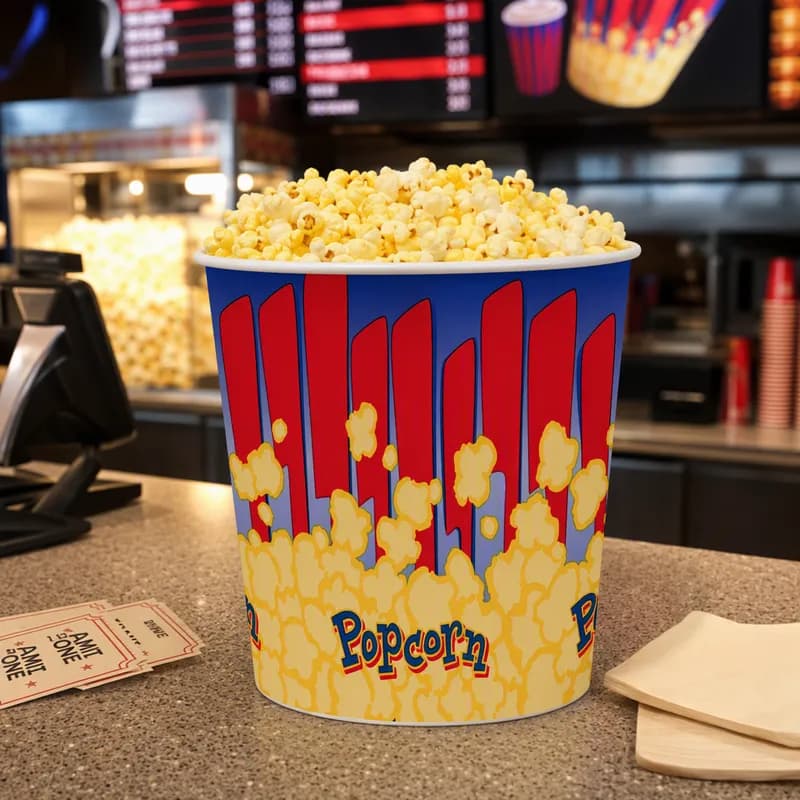 Popcorn Bucket & Tub Base 130 OZ Clay-Coated Paperboard Multicolor Round 300/Case