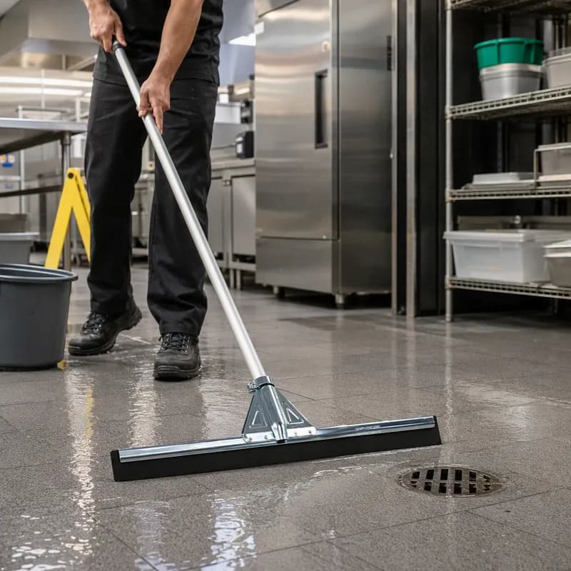 WaterWand™ Floor Squeegee Heavy Duty Steel Rubber Silver Black With 22IN Head 1/Each
