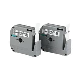 P-Touch® M Series Label Maker Labels 0.47IN X26.2FT Black White Cartridge 2 Packs/Case