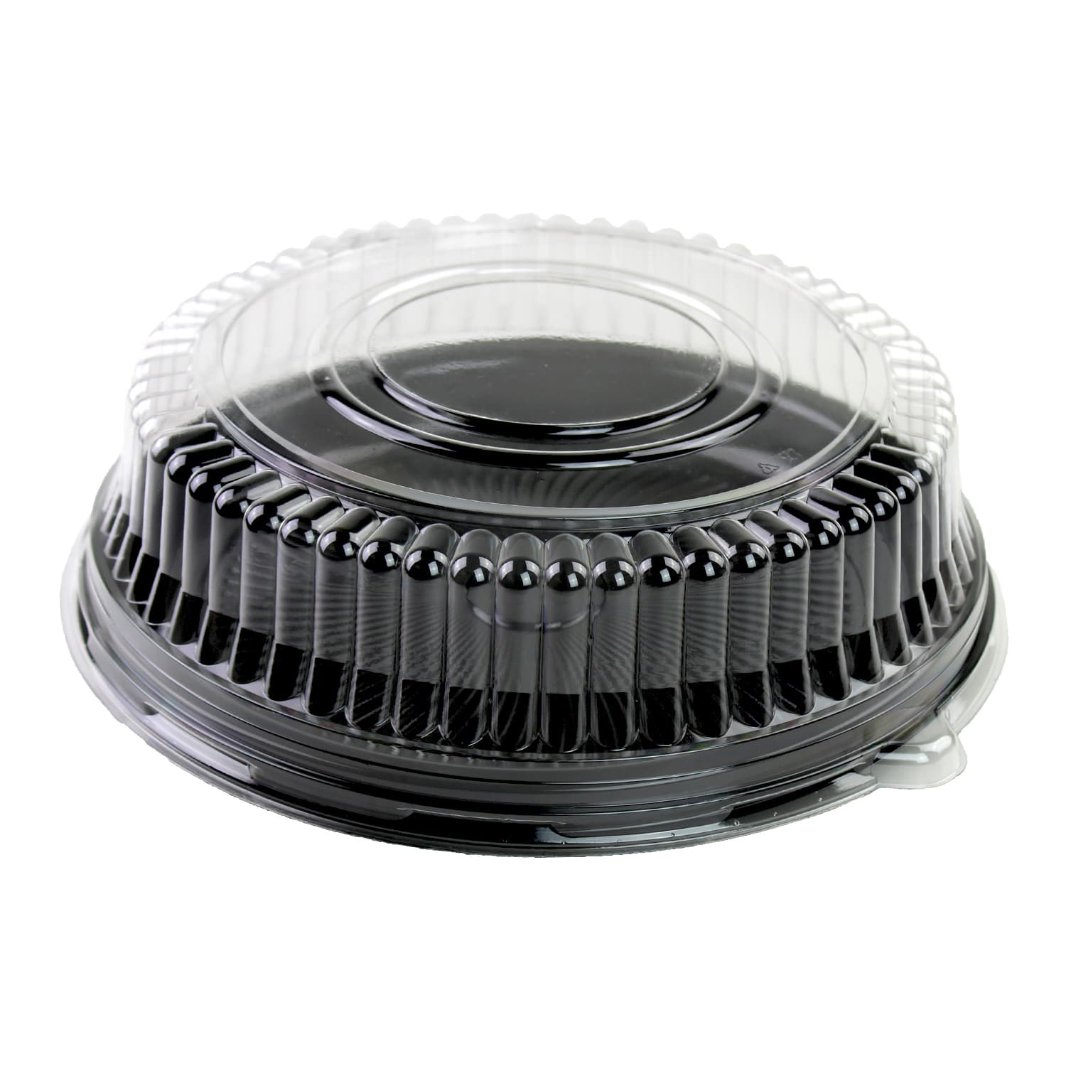 Serving Tray Base & Lid Combo With Dome Lid 12X2.31 IN PET Black Clear Round 25/Case