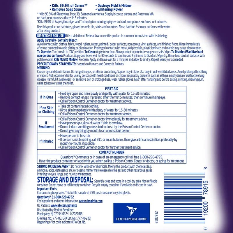Lysol® Mildew Remover 32 FLOZ Mildew Remover RTU Spray Bleach 12/Case