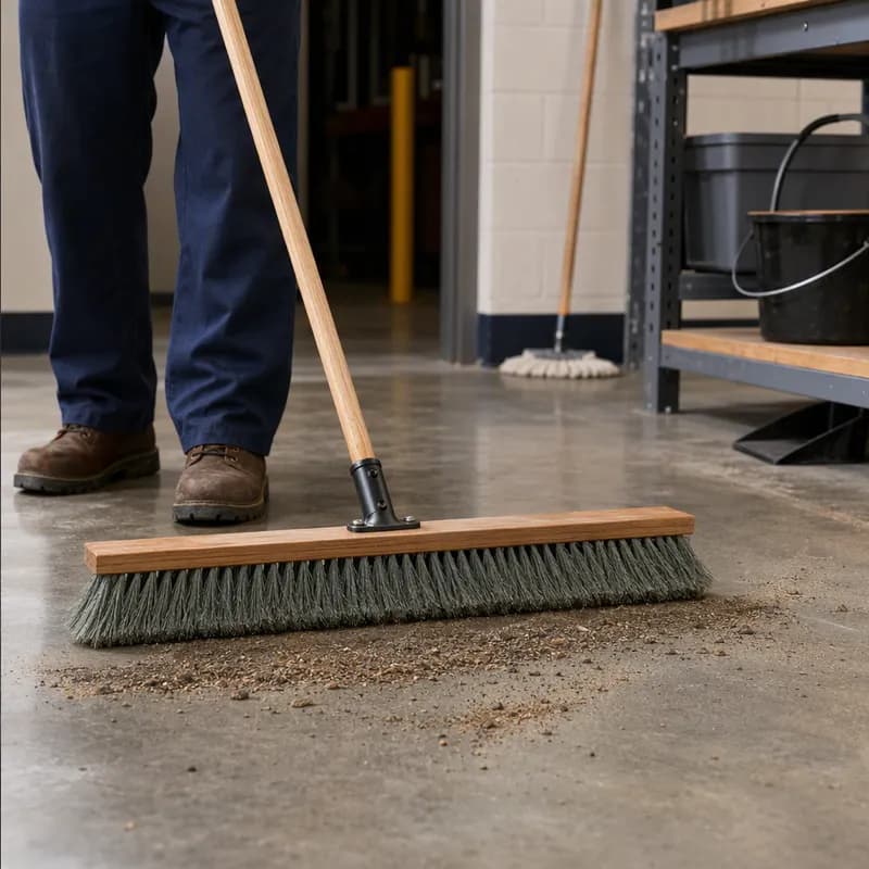 O-Cedar® Durham™ Push Broom Head 24X3 IN Gray PS Wood With 24IN Head Satin Tip Flagged 2 Threaded Handle Holes 1/Each