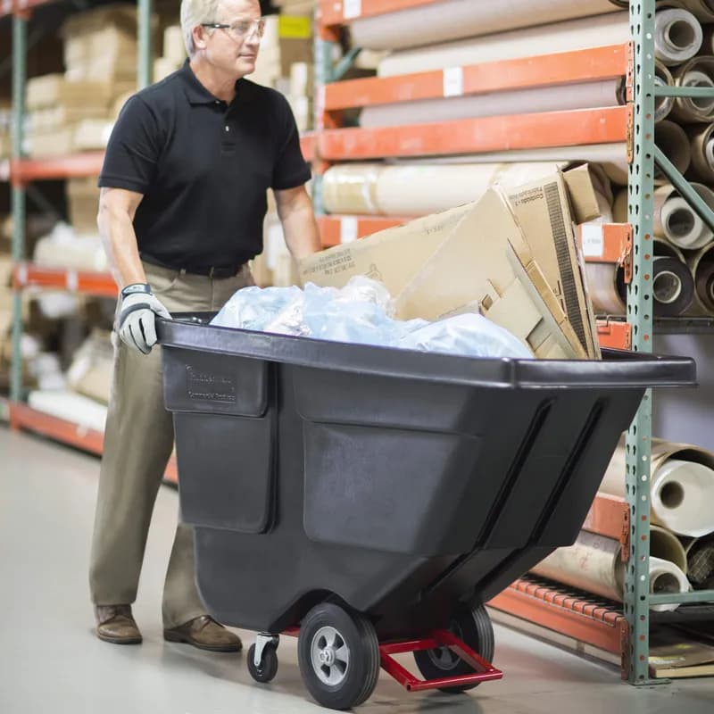 Utility Tilt Truck 29X60X38.5 IN 0.5 Cubic Yard 450 LB Black Red Resin FDA Approved Rotomolded 1/Each