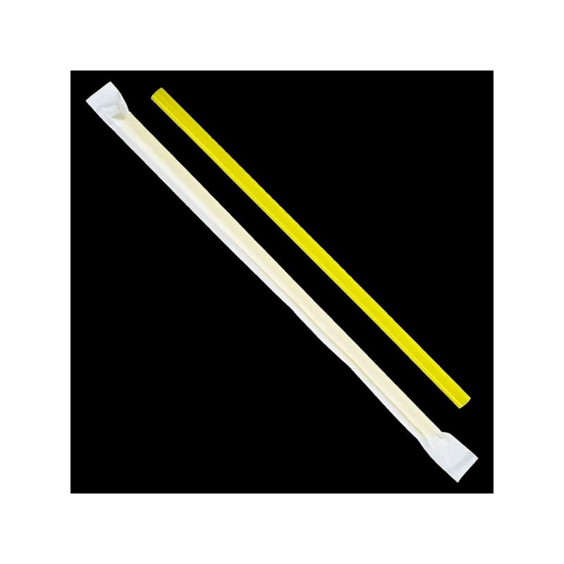 Giant Straw 0.314X9 IN Plastic Yellow Paper Wrapped 2500/Case