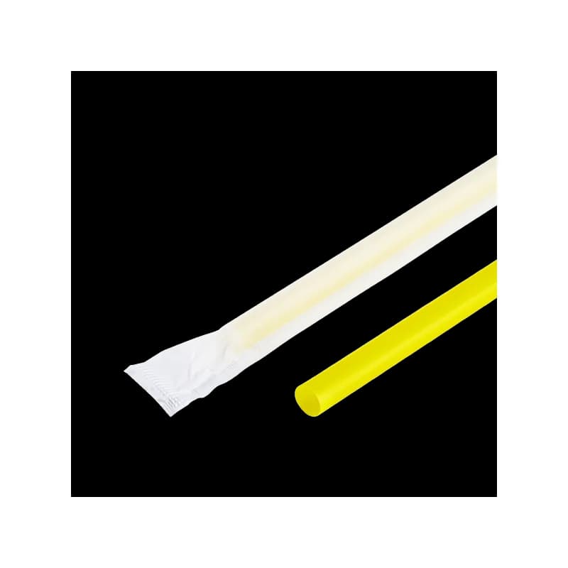 Giant Straw 0.314X9 IN Plastic Yellow Paper Wrapped 2500/Case