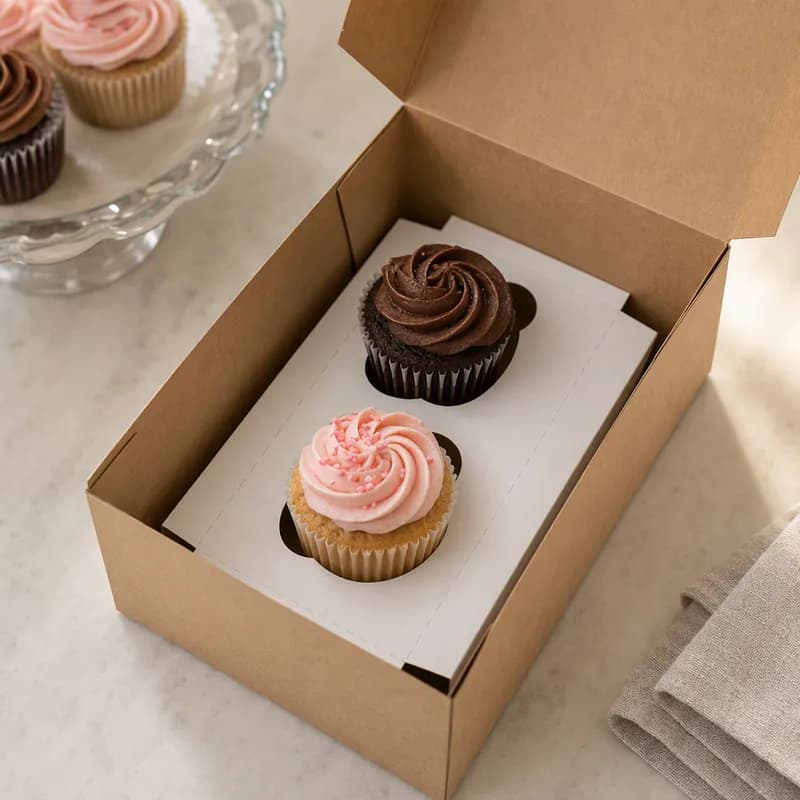 Cupcake Insert 7.9375X3.9375X0.875 IN 2 Compartment Cardboard White Kraft 200/Case
