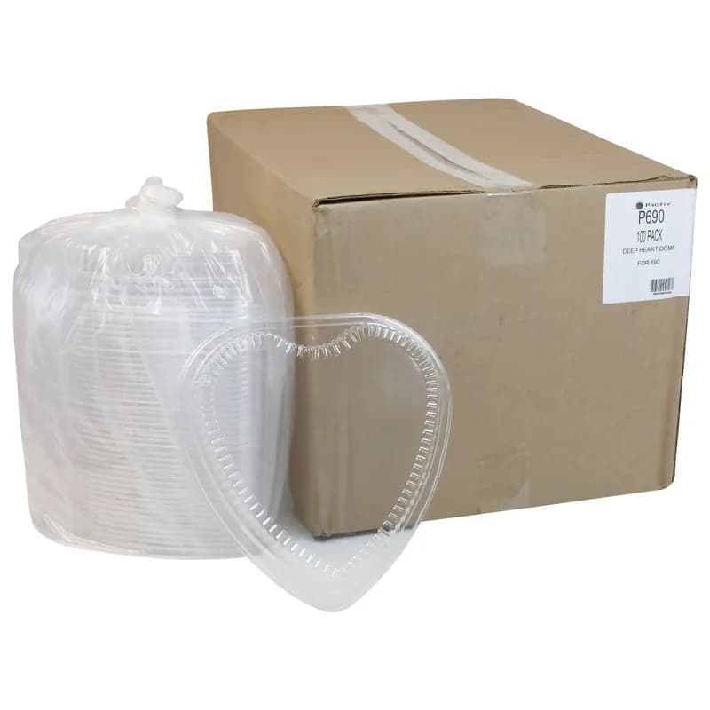 Lid Dome Large (LG) 9.875X9.469X1.5 IN 1 Compartment OPS Clear Heart For Pan 100/Case