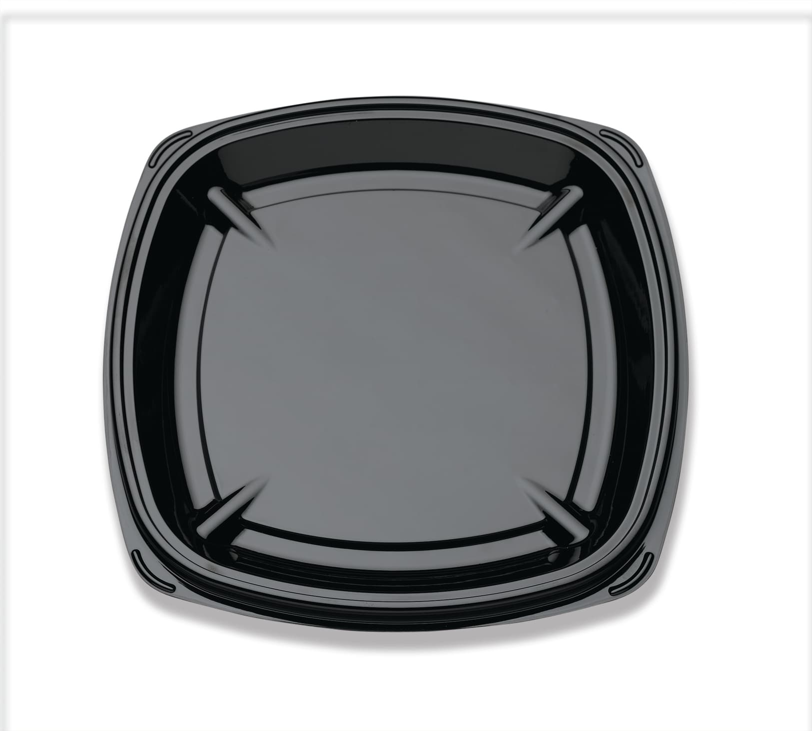 PartiPak® Serving Tray Base 12X12 IN PET Black Square Shallow 50/Case
