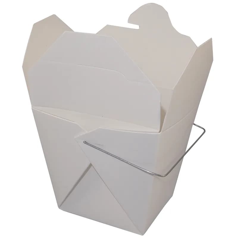 Fold-Pak® Food Pail 16 OZ 3.75X2.875X3.25 IN Paper White Square With Handle 500/Case
