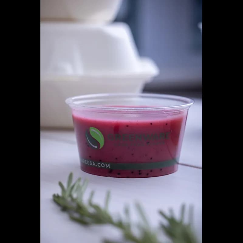 Souffle & Portion Cup 4 OZ PLA Clear Stock Print Round 2000/Case