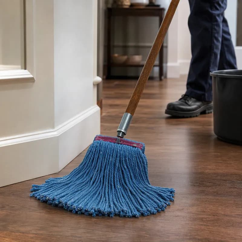 MaxiClean® Mop Head 24 OZ Blue Cotton Synthetic Blend 4PLY Cut End Screw On 1/Each