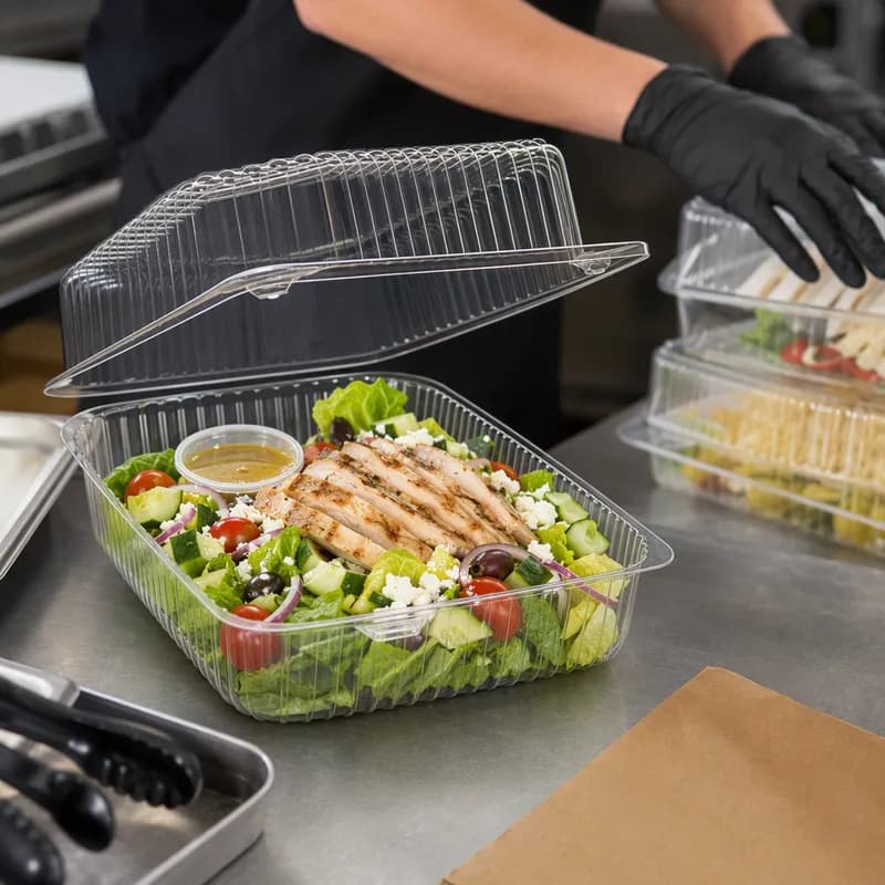 Take-Out Container Hinged 8X8 IN Clear Square Deep 250/Case